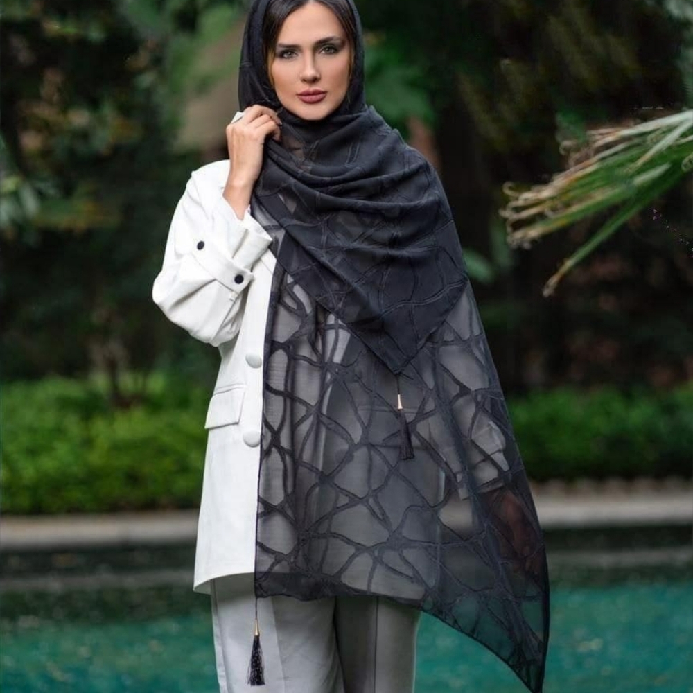 Black luxury georgette scarf shawl see through for parties
